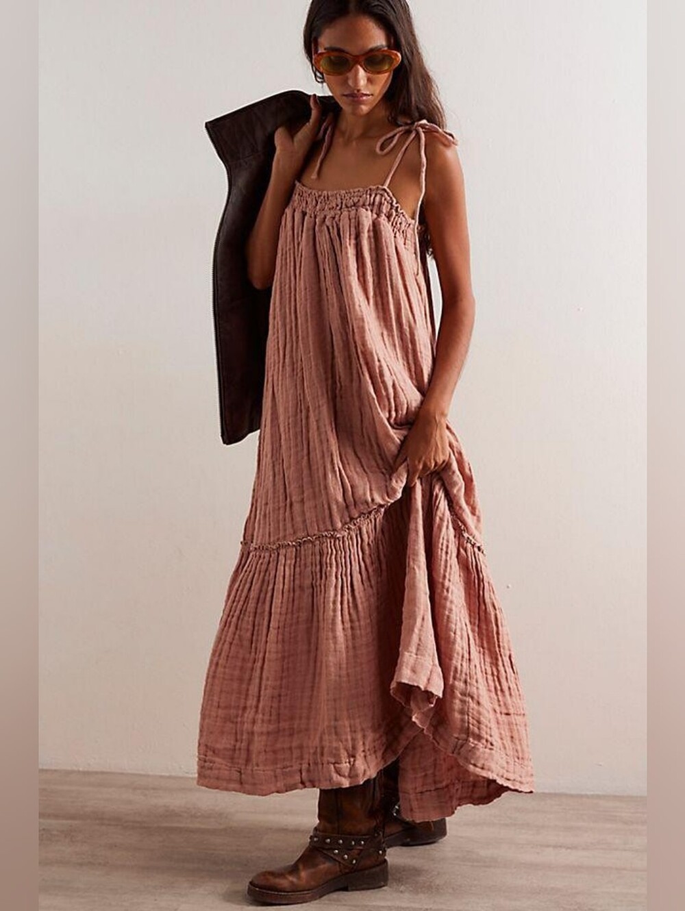 Free People Linen Into The Blue Maxi Dress